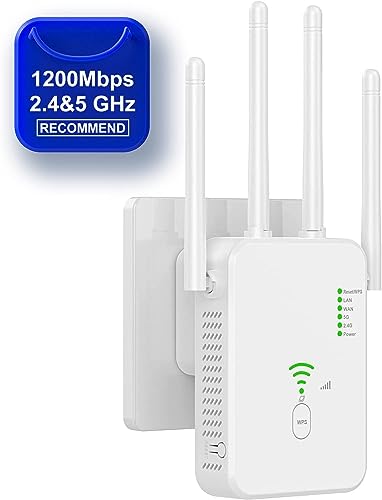 WiFi Booster Wireless Long Range Extender High Speed WiFi Router Repeater Verstärker Access Point 1200 Mbps Dual Band 5 GHz + 2,4 GHz Internet Signal Booster Ethernet/LAN Port 802.11b/g/n WPS Home von WENIVO