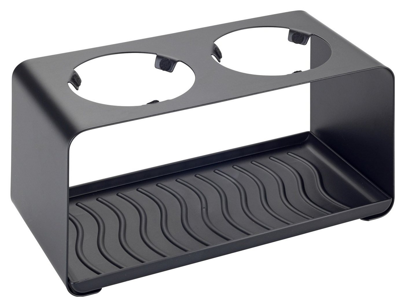 WENKO Flaschenhalter WAVE, Schwarz, B 23,5 cm, Kunststoff, Metall, für 2 Flaschen geeignet WENKO Flaschenhalter WAVE, Schwarz, B 23,5 cm, Kunststoff, Metall, für 2 Flaschen geeignet von WENKO