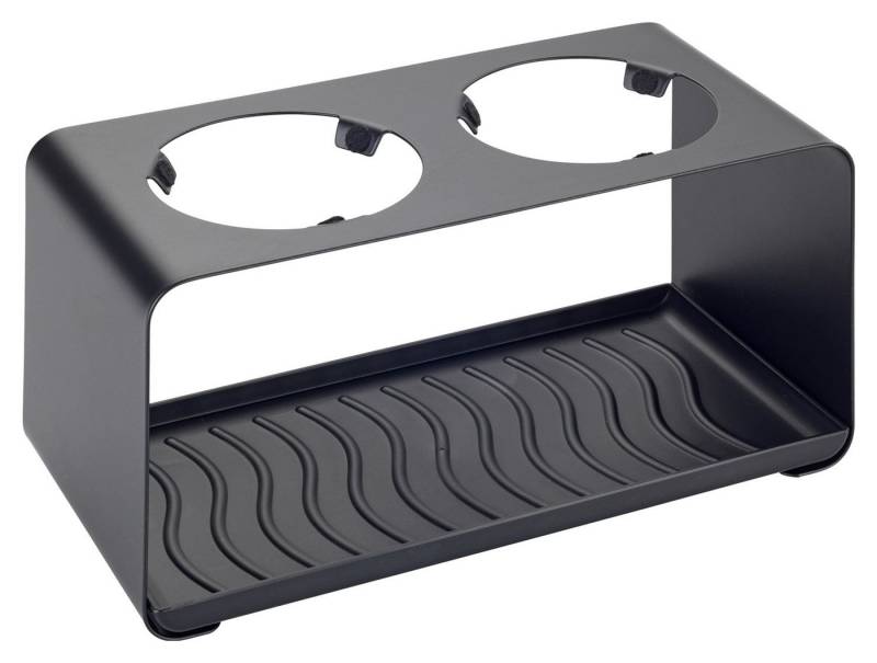 WENKO Flaschenhalter WAVE, Schwarz, B 23,5 cm, Kunststoff, Metall, für 2 Flaschen geeignet von WENKO