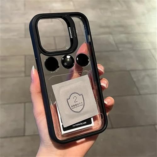 WENLIXIA Objektiv-Metallring-Schutzständer-Telefonhülle für iPhone 13 11 12 14 15 Pro Max Plus Kameraglas-Objektivschutz Transparente Abdeckung, Schwarz, Für iPhone 15 ProMax von WENLIXIA