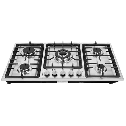 Silber,WENNEWU Gaskochfeld, Eingebauter 5-Flammen-Gasherd, Gaskochfeld Aus Edelstahl, Thermoelement Schutz Und Leicht Zu Reinigen, Einbau-Gaskochfeld Silber,WENNEWU Gaskochfeld, Eingebauter 5-Flammen-Gasherd, Gaskochfeld Aus Edelstahl, Thermoelement Schutz Und Leicht Zu Reinigen, Einbau-Gaskochfeld von WENNEWU