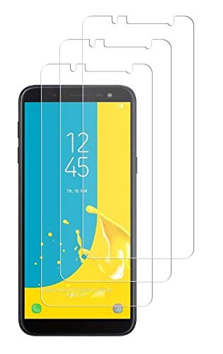 WEOFUN 3 Stück Schutzfolie für Samsung Galaxy J6 2018, 9H Härte, Anti-Kratzer, Anti-Öl, Anti-Bläschen, Panzerglasfolie, HD Displayschutzfolie von WEOFUN