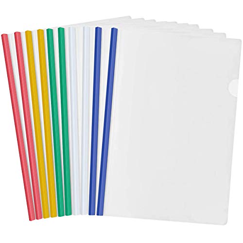 10 Stück Klar A4 Sliding Bar Binder, Datei Ordner Binder, Kunststoff Bericht Abdeckungen Schiebe Ordner für Zuhause Schule Büro Dokumente Klassifizierung (5 Farben) von WEONE