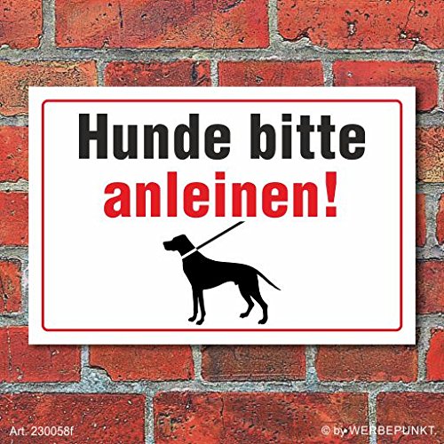 Schild "Hunde anleinen" 3mm Alu-Verbund, 300 x 200 mm von WERBEPUNKT.