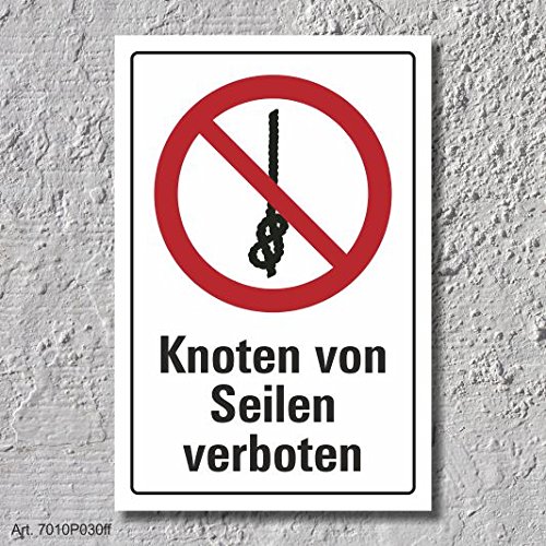 Schild "Knoten von Seilen verboten", DIN ISO 7010, 3 mm Alu-Verbund 300 x 200 mm von WERBEPUNKT.