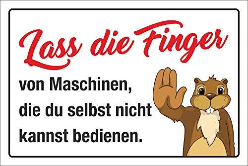 Schild Lass die Finger von Maschinen, bedienen Hinweisschild 3 mm Alu-Verbund 300 x 200 mm von WERBEPUNKT.