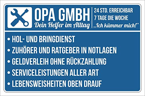 Schild Opa GmbH Geschenk Geburtstag Vatertag Großvater 3 mm Alu-Verbund 300 x 200 mm von WERBEPUNKT.