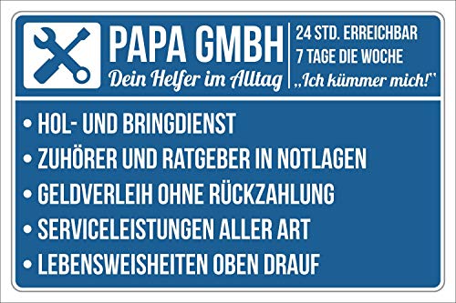 Schild Papa GmbH Geschenk Geburtstag Vatertag 3 mm Alu-Verbund 300 x 200 mm von WERBEPUNKT.