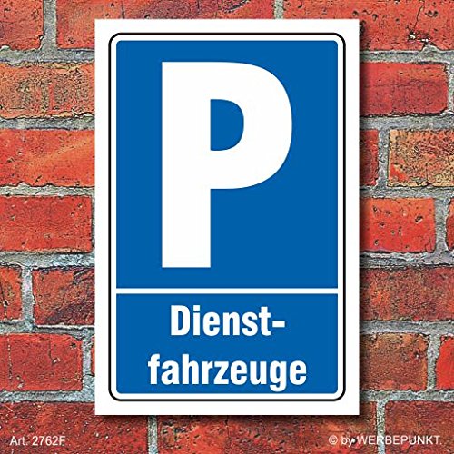 Schild Parken, Parkplatz, Dienstfahrzeuge, 3 mm Alu-Verbund 300 x 200 mm von WERBEPUNKT.