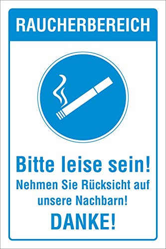 Schild Raucherbereich Rauchen erlaubt Leise sein Hinweisschild 3 mm Alu-Verbund 300 x 200 mm von WERBEPUNKT.