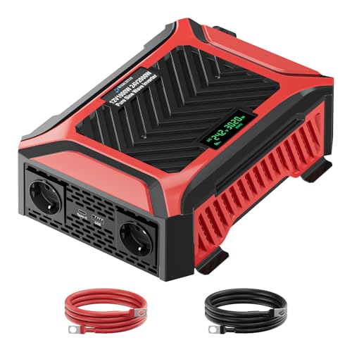 Wechselrichter 12V auf 230V Reiner Sinus 2000W/4000W Spannungswandler, intelligentem Erkennungssystem mit 2 EU Steckdose, 1 Type-CAnschluss, 2.1A USB-Anschluss, für RV, Haushaltsgeräten,LKW Wechselrichter 12V auf 230V Reiner Sinus 2000W/4000W Spannungswandler, intelligentem Erkennungssystem mit 2 EU Steckdose, 1 Type-CAnschluss, 2.1A USB-Anschluss, für RV, Haushaltsgeräten,LKW von WERCHTAY