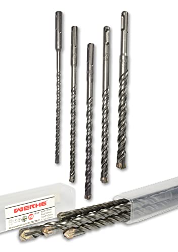 WERHE ® SDS Plus Betonbohrer Set 5 tlg 6, 8, 10, 12, 14 x 210 mm Hammerbohrer Steinbohrer Beton Bohrer von WERHE