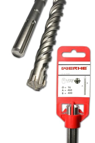 WERHE SDS MAX Betonbohrer 16 x 460 mm – Steinbohrer für bohrmaschine – Hammerbohrer zum Bohren in Beton und Ziegel – Vierfachschneide mit Doppelwendel und Hartmetall Spitze WERHE SDS MAX Betonbohrer 16 x 460 mm – Steinbohrer für bohrmaschine – Hammerbohrer zum Bohren in Beton und Ziegel – Vierfachschneide mit Doppelwendel und Hartmetall Spitze von WERHE