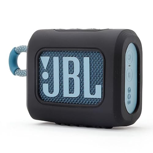 WERICO Silikonhülle Tragetasche Case für JBL go 3 Lautsprecher, tragbare ultraleichte Silikon Schutzhülle mit Karabiner (Black) von WERICO