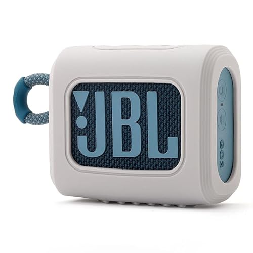 WERICO Silikonhülle Tragetasche Case für JBL go 3 Lautsprecher, tragbare ultraleichte Silikon Schutzhülle mit Karabiner (Gray) von WERICO