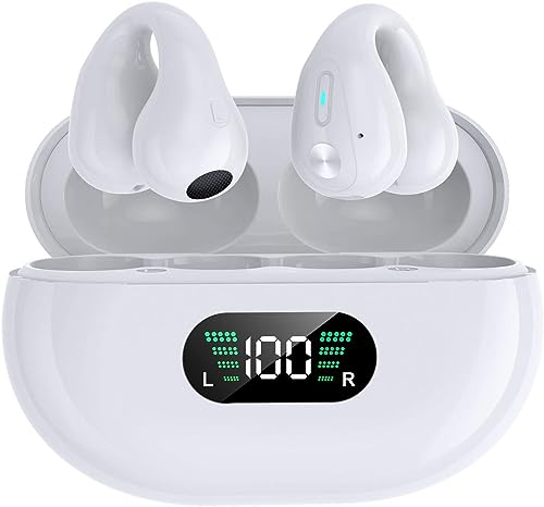 Bluetooth Kopfhörer Sport,On Ear Kopfhörer Kabellos Bluetooth 5.3 HiFi Premium Sound,Lauf Wireless Ear Clip Earbud mit Dual ENC Mics,IP7 Wasserdicht,Bequemer Sitz,für iPhone/Huawei/Samsung von WERPOWER