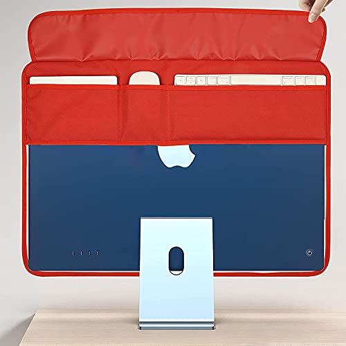 WESAPPINC Computermonitor Staubschutz für iMac 24 Zoll (61 cm), PU-Leder, Staubschutz mit Rückentasche kompatibel mit iMac 24 Zoll (61 cm), Rot) von WESAPPINC