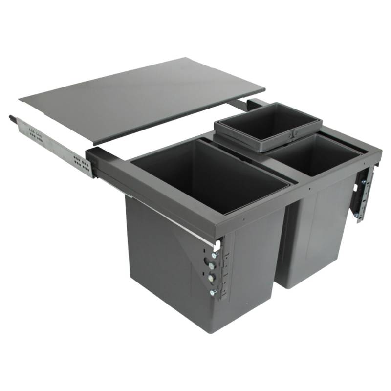 WESCO 17L + 2 x 8L Pullboy Soft Comfort 1 Einbau Abfallsammler 60 cm Grau 33 L von WESCO