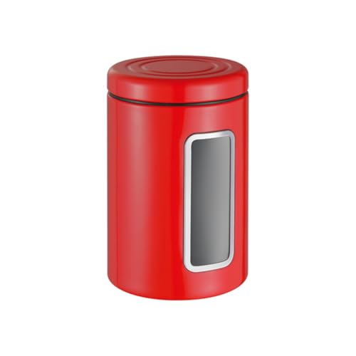 Wesco Vorratsdose Classic Line in der Farbe rot, pulverbeschichtetes Stahlblech, 2 Liter Volumen, Sichtfenster aus Acryl von WESCO
