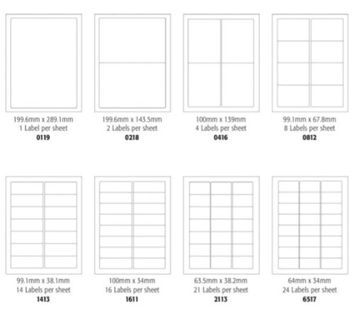 West Design Blick PC- 16 Etiketten pro Blatt Hochwertige Marke, DIN A4, 100 Blatt, weiß von WEST