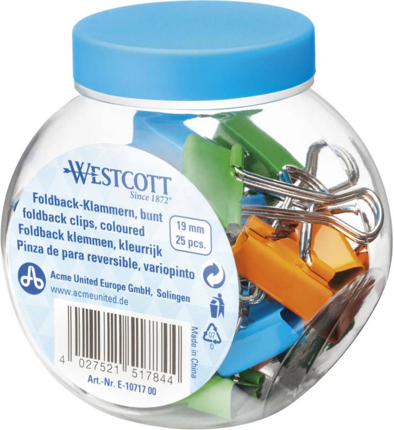 WESTCOTT Foldbackklammern E-10717 00 blau, grün, orange 1.9 cm von WESTCOTT