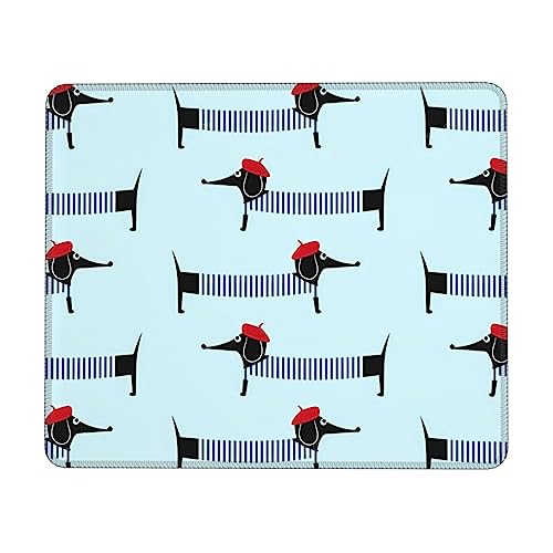 WEYEZE Mousepad Anti-Rutsch-Gummibasis mit Nahtkante Pariser Dackel Laptop Büro Spiel Arbeit Mousepad von WEYEZE
