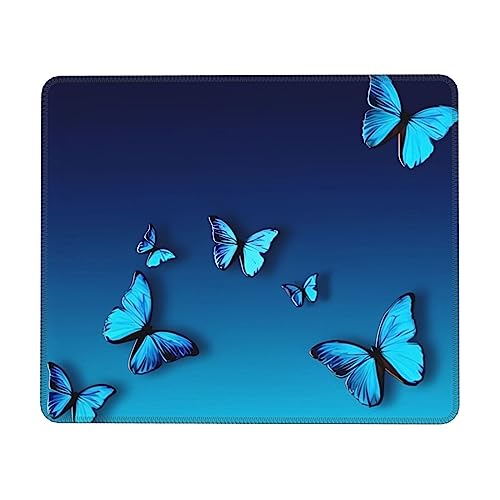 WEYEZE Rutschfestes Mauspad aus Gummi mit Nähten. Schöner blauer Schmetterling, Laptop, Büro, Spiel, Arbeit, Mousepad WEYEZE Rutschfestes Mauspad aus Gummi mit Nähten. Schöner blauer Schmetterling, Laptop, Büro, Spiel, Arbeit, Mousepad von WEYEZE