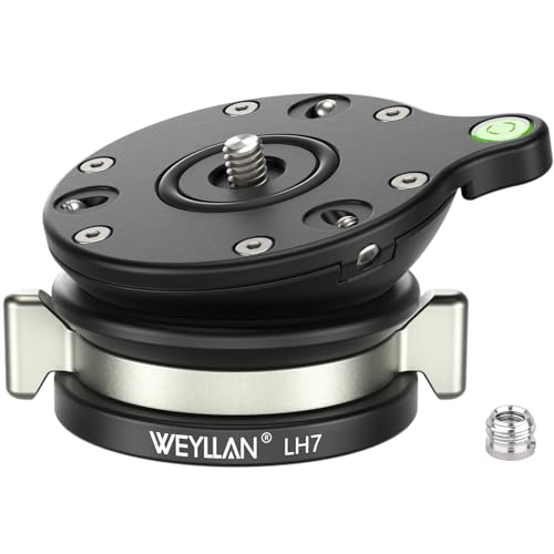 Nivellierfuß-Stativkopf KameraNivelliergerät, Stativkopf Anpassung Flache Platte kompatibel mit Canon Nikon Sony DSLR Kamera Camcorder Stative Einbeinstative, Tragfähigkeit 10kg/22lbs von WEYLLAN