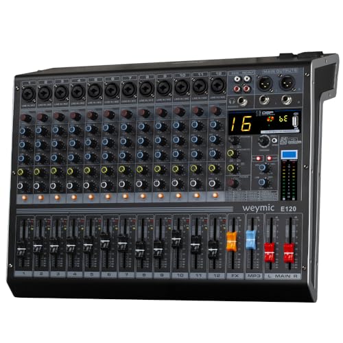 Weymic E-Series Professional Mixer for Recording DJ Stage Karaoke Music Application w/USB Drive for Computer Recording Input, XLR Microphone Jack, 48V Power for Professional (12-Channel) von WEYMIC