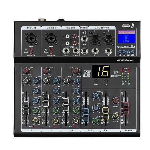 Weymic F4-Pro Professioneller Mixer | 4-Kanal 2-Bus Mischpult/w USB-Audio-Schnittstelle für Aufnahme DJ Bühne Karaoke Musik Anwendung von WEYMIC