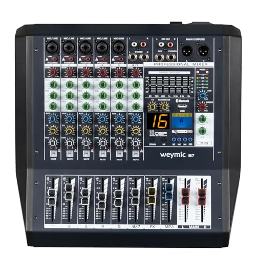 Weymic M Professional Mixer/w 16 DSP Effect/w Graphic Equalizer for Recording DJ Stage Karaoke Music Application w/USB XLR Microphone Jack, 48V Power (M7) von WEYMIC