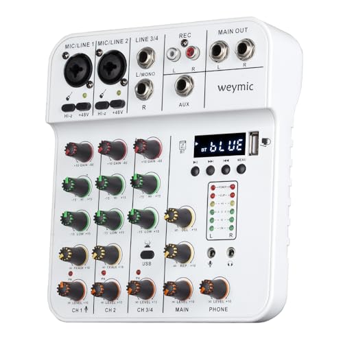 Weymic U40 Professional Mixer for Recording DJ Stage Karaoke Music Application w/USB Drive for Computer Recording Input, XLR Microphone Jack 48V Power for Professional (4-K) von WEYMIC