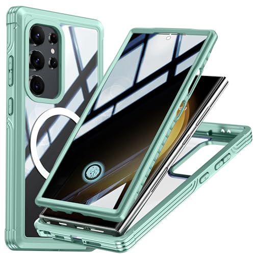 Schutzhülle für Samsung S24 Ultra, magnetische Schutzhülle für Galaxy S24 Ultra, mit Anti-Peeping-Displayschutzfolie, kompatibel mit MagSafe, robuste Vorder- und Rückseite, stoßfest, S 24, Ultra-Grün Schutzhülle für Samsung S24 Ultra, magnetische Schutzhülle für Galaxy S24 Ultra, mit Anti-Peeping-Displayschutzfolie, kompatibel mit MagSafe, robuste Vorder- und Rückseite, stoßfest, S 24, Ultra-Grün von WEYNRBOX