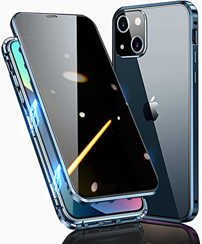 WEYNRBOX Anti Spy Hülle für iPhone 15 Plus,360 Grad Schutz Case,iPhone 15Plus Privacy Cover mit Anti Peep Sichtschutz Panzerglas,Magnetische Doppelseitig Stoßfest Metallrahmen Handyhülle von WEYNRBOX