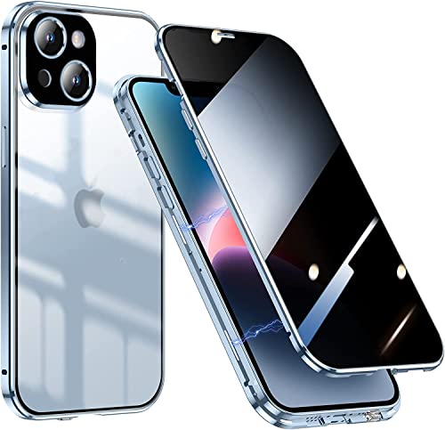 WEYNRBOX Schutzhülle für iPhone 13, Sichtschutz, Vorder- und Rückseite, magnetischer Metall-Stoßfänger, iPhone 13, doppelseitiges gehärtetes Glas, 360° Rundumschutz, Anti-Spionage-Handyhülle für Apple von WEYNRBOX
