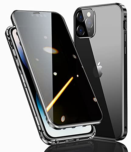 WEYNRBOX Sichtschutz-Schutzhülle für iPhone 14 Pro, magnetische Abdeckung, Anti-Peep-Tempeviolett-Glas, doppelseitige Hülle, Anti-Spionage-Handyhülle für iPhone 14 Pro, Schwarz von WEYNRBOX