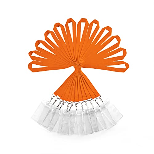 12er Pack Orange Polyester Lanyards mit wasserdichten Ausweishaltern - Langlebige und Farbenfrohe Halsbänder für Ausweiskarten, Schlüssel und mehr von WEZEBEL