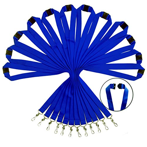 Packung mit 12 strapazierfähigen Polyester Lanyards mit Sicherheitsverschluss - Verfügbar in Regenbogen-Mix & einfarbigen Farben (Blau, 12er-Pack) von WEZEBEL