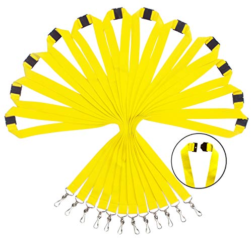 Packung mit 12 strapazierfähigen Polyester Lanyards mit Sicherheitsverschluss - Verfügbar in Regenbogen-Mix & einfarbigen Farben (Gelb, 12er-Pack) von WEZEBEL
