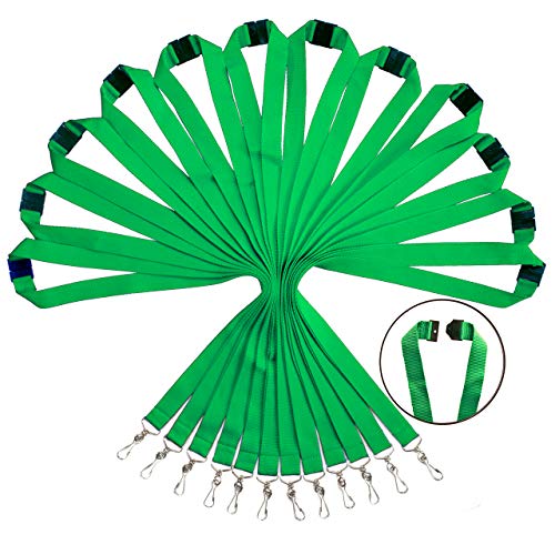 Packung mit 12 strapazierfähigen Polyester Lanyards mit Sicherheitsverschluss - Verfügbar in Regenbogen-Mix & einfarbigen Farben (Grün, 12er-Pack) von WEZEBEL
