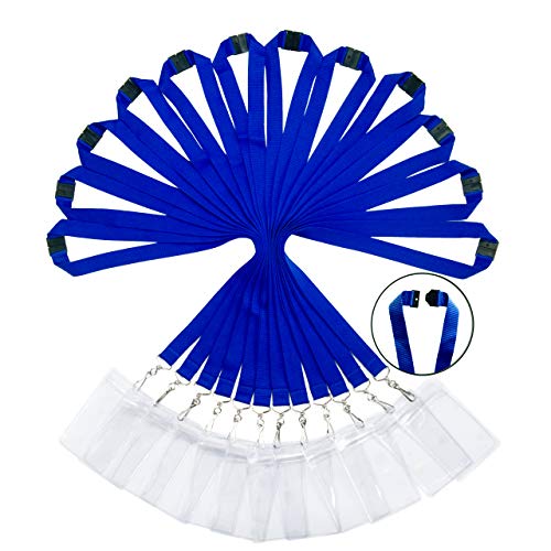 Packung mit 12 strapazierfähigen Polyester Lanyards mit Sicherheitsverschluss & wasserdichten transparenten Kartenhaltern - Verfügbar in Regenbogen-Mix von WEZEBEL
