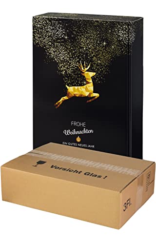 5x Versand-Set/Wein Geschenkkarton Weihnachten für 3 Flaschen + zertifizierter Versandkarton von WEiNDOTCOM