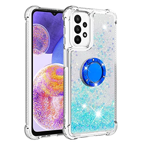 Glitzer Flüssig Hülle Silikon für Galaxy A23 4G, Transparent TPU Schutz Tasche Fallschutz Handyhülle mit Ständer Bling Quicksand Bumpercase Silikon Schutzhülle Kompatibel mit Samsung Galaxy A23 4G 5G von WFCKPQF
