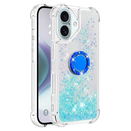 Glitzer Schutz Hülle kompatibel mit iPhone 16, Silikon Handyhülle mit Ringständer Stoßfest Handytasche Blingmeister Flüssigkeit Schutzcase Schlanke Handycover Ultradünne kompatibel mit iphone 16 Glitzer Schutz Hülle kompatibel mit iPhone 16, Silikon Handyhülle mit Ringständer Stoßfest Handytasche Blingmeister Flüssigkeit Schutzcase Schlanke Handycover Ultradünne kompatibel mit iphone 16 von WFCKPQF