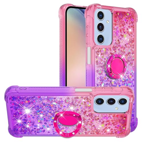 Silikon Handyhülle für Galaxy A16 mit Ständer, Glitzer Flüssig Schutzhülle Durchsichtige Bumper Tasche Vergilbungsbeständig Schutzcase Gegen Kratze kompatibel mit Samsung Galaxy A16 von WFCKPQF