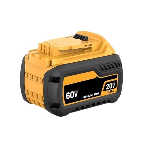 20V/60V 6,0 Ah Li-Ionen-Akku mit BDC112-Ladegerät – Kompatibel mit Dewalt DCB206/DCB200-Werkzeugen – Hochleistungs-Ersatz for kabellose Rasenmäher, Bohrmaschinen und Outdoor-Geräte(BATTERY 60V 9AH X1) von WFGJSK