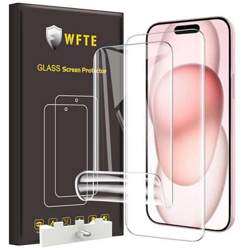 WFTE [2 Stück Schutzfolie mit iPhone 15 TPU [Nicht Gehärtetes Glas] Anti-Kratzen,Anti-Öl,Anti-Bläschen Weich Displayschutzfolie kompatibel mit iPhone 15 von WFTE