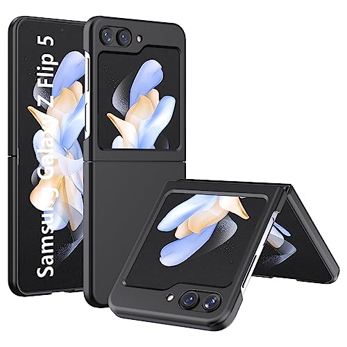 WFTE Hülle für Samsung Galaxy Z Flip 5 Telefonhülle Kunststoff Stoßfeste Schutzhüllen [Kratzfest] [Antifouling] Slim Case Starke PC Handyhülle Samsung Galaxy Z Flip 5-Schwarz von WFTE