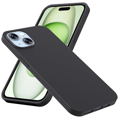WFTE Hülle für iPhone 15 Plus Handyhülle [Ultra Dünn] [Kratzfest] [Passgenau Dünn Matt] Premium TPU Silikon Case Schutzhülle Weiche Staubabweisend Hülle für iPhone 15 Plus- Schwarz von WFTE