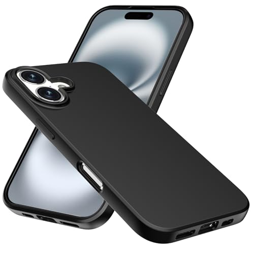 WFTE Hülle für iPhone 16 6.1 Handyhülle [Ultra Dünn] [Kratzfest] [Passgenau Dünn Matt] Premium TPU Silikon Case Schutzhülle Weiche Staubabweisend Hülle für iPhone 16- Schwarz von WFTE